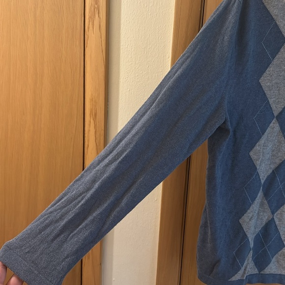 Banana Republic Men’s Argyle Cotton Cashmere V Neck Sweater Blue SizeL Large - Picture 6 of 10